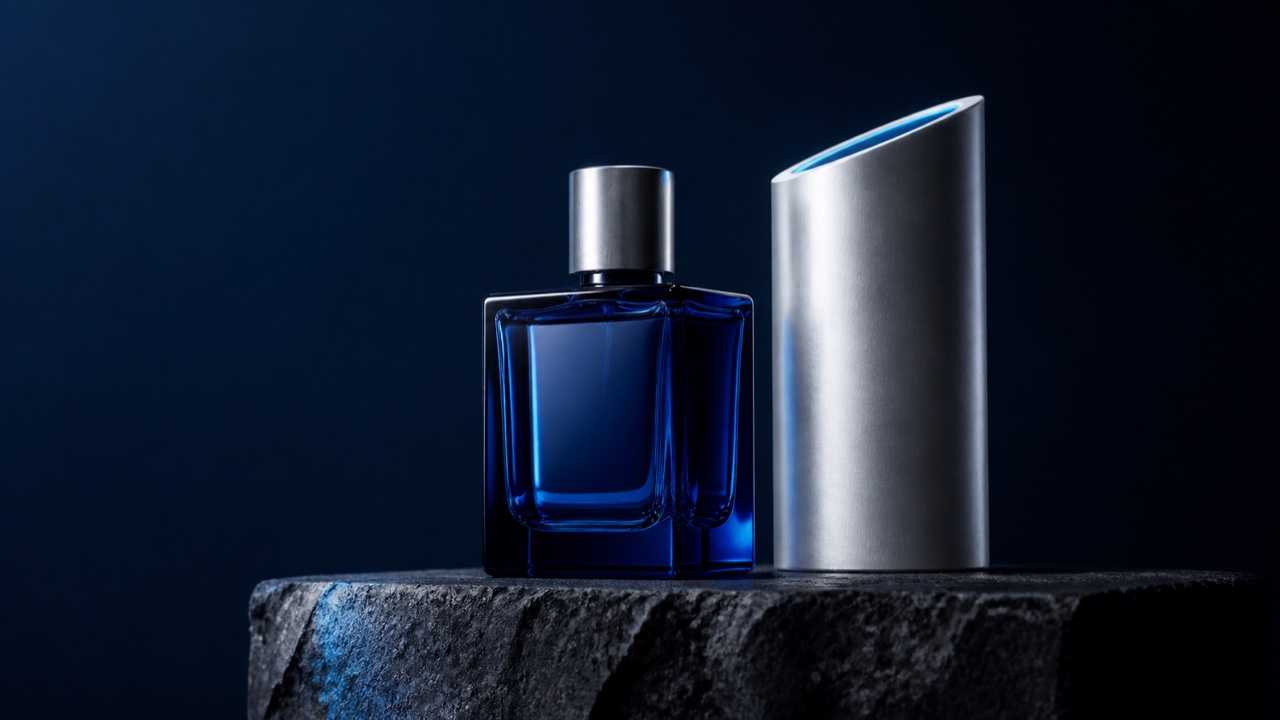 Blue glass product style example